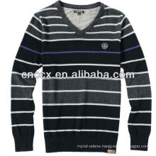 13STC5113 striped color mens v neck sweater